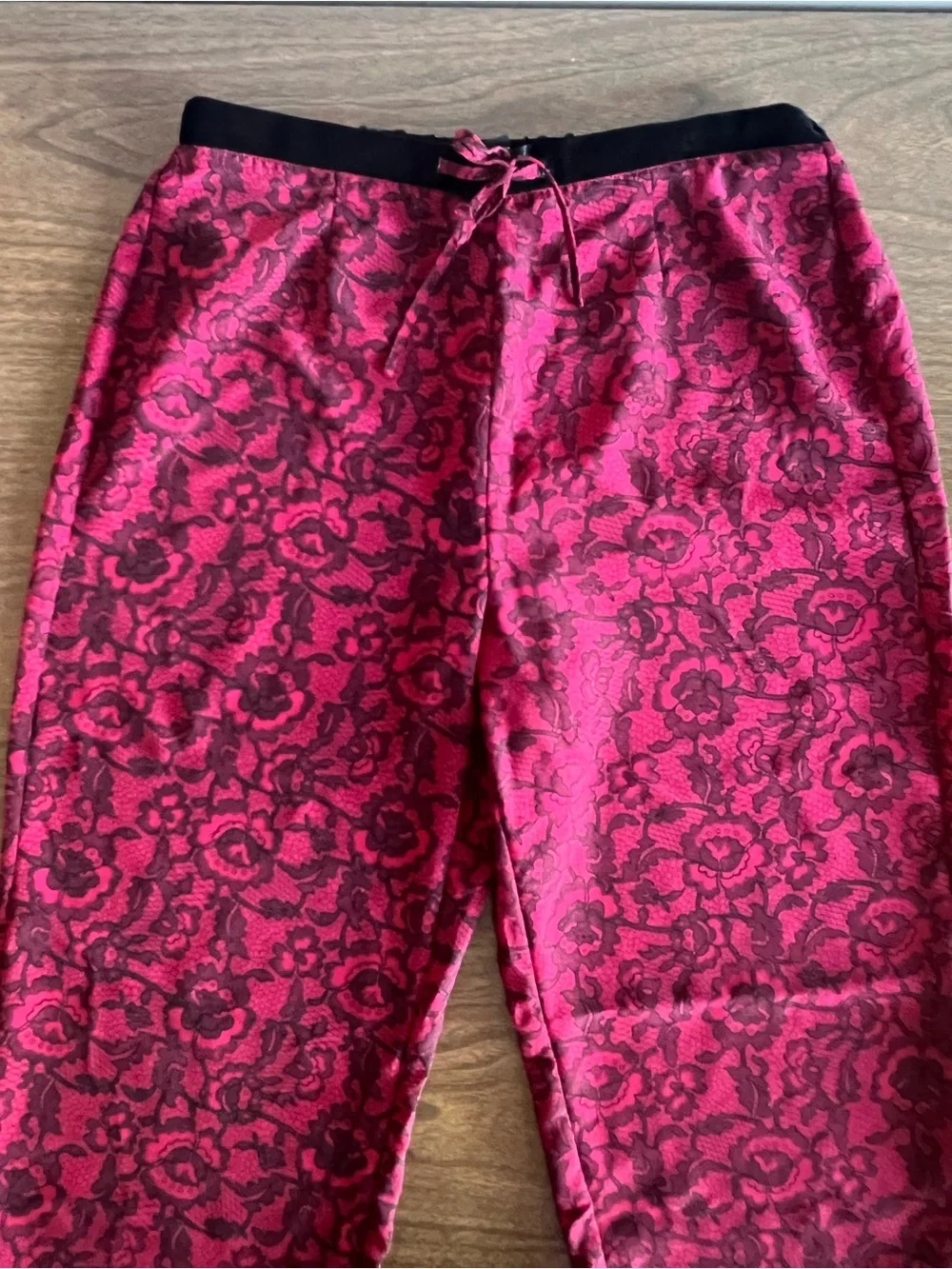 VTG Y2K Mercer & Madison Womens L Lounge Set Pink Black Velvet Floral Whimsigoth